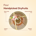 AMR Shagun Thaali | Premium Almonds, Cashews, Kishmish & Pista | 750g | Traditional Gold Dry Fruit Thaal