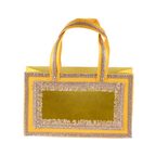 AMR Harvest Treasure Bag | Customisable Dry Fruit Gift Bag | Premium Embroidered Packaging | Yellow | Fill It Your Way