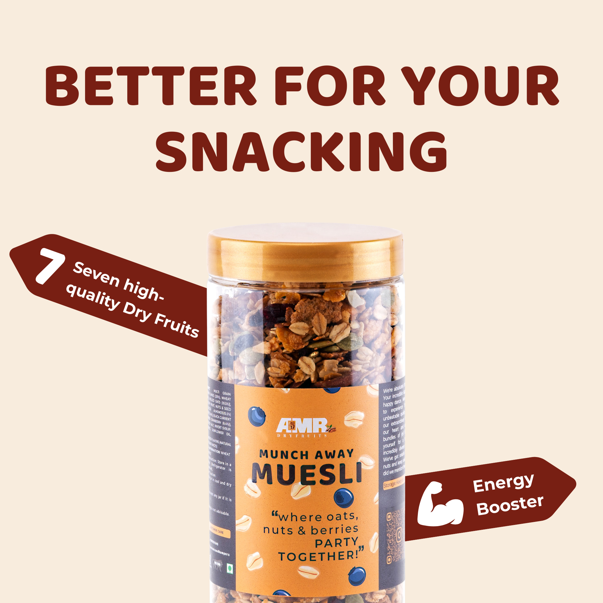 Munch Away Muesli | Honey Roasted Oats, Seeds & Berries | Wholesome Anytime Snack