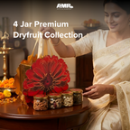 AMR Daawat Box | Almonds, Cashews, Kishmish & Protein Mix | 4 Jars × 250g | 1kg | Premium Festive Gift Box