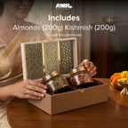 AMR Classic Duo Gifting Box | Premium Almonds & Sun-Dried Kishmish | 2 Jars × 200g | Reusable Keepsake Box