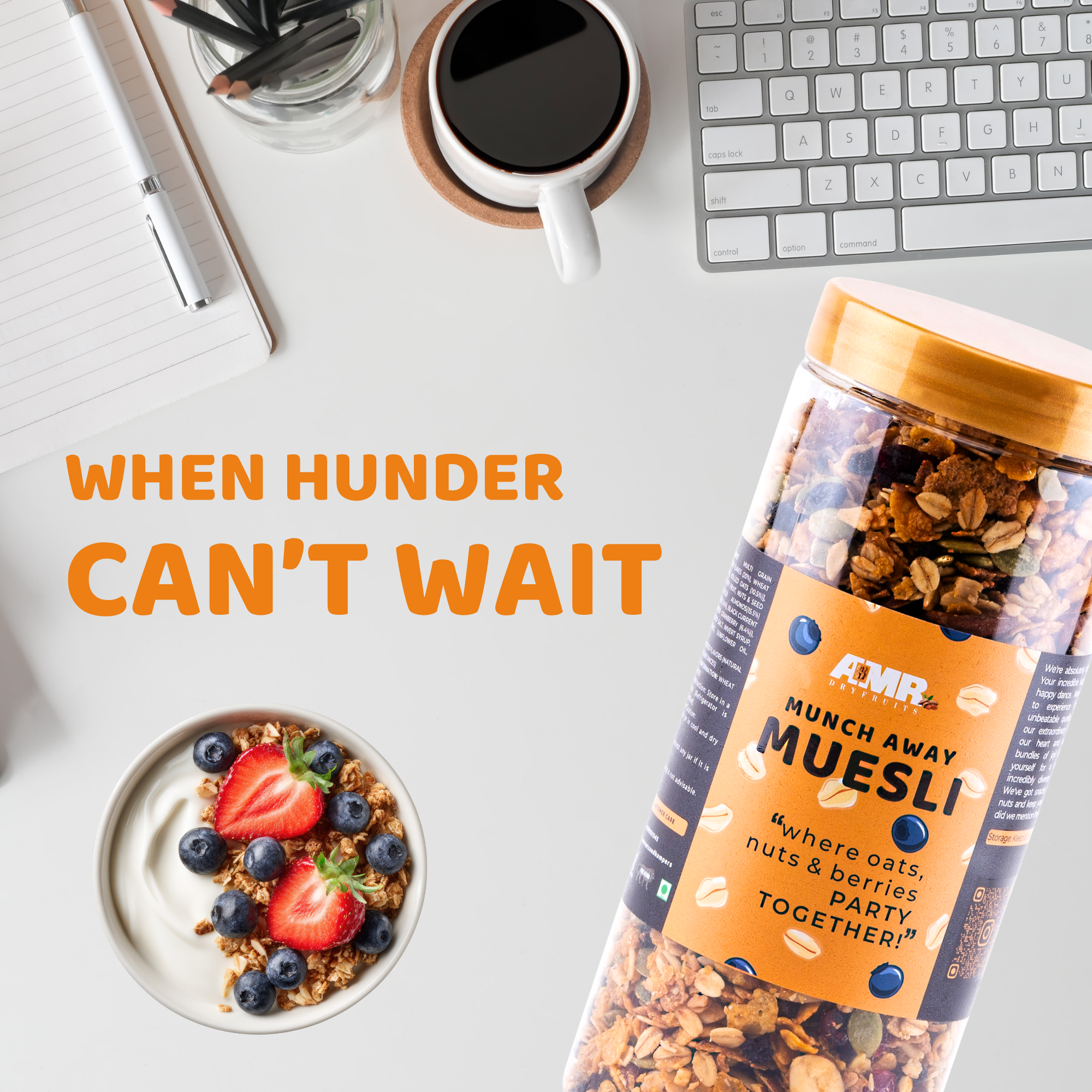 Munch Away Muesli | Honey Roasted Oats, Seeds & Berries | Wholesome Anytime Snack