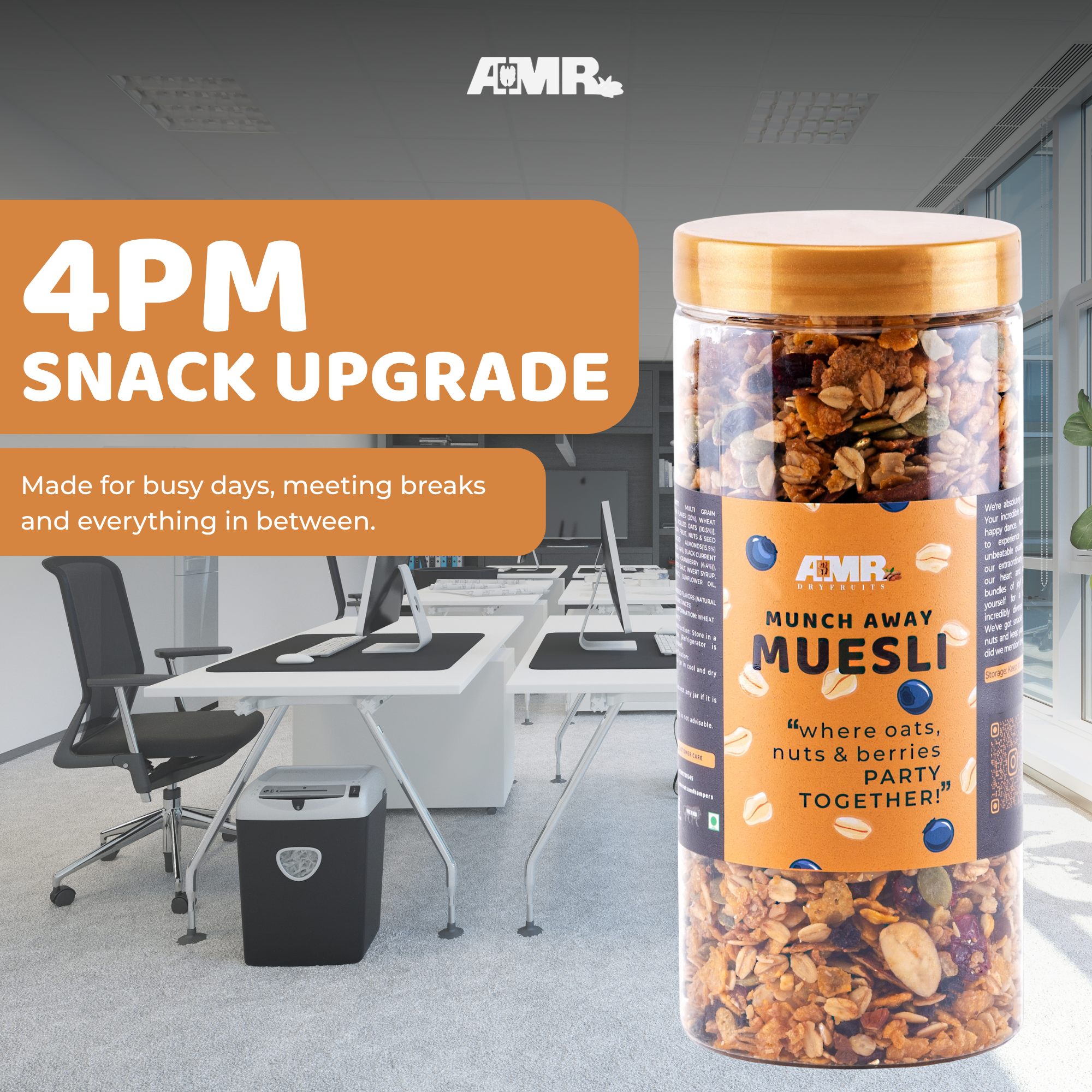 Munch Away Muesli | Honey Roasted Oats, Seeds & Berries | Wholesome Anytime Snack